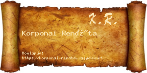 Korponai Renáta névjegykártya