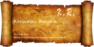 Korponai Renáta névjegykártya